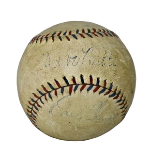 Babe Ruth and Earle Combs Signed Baseball 
